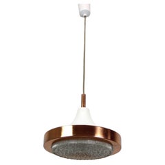 Vintage 1970s Copper and Glass Pendant Light, Czechoslovakia