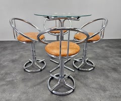 Set of Rare Midcentury Four Dining Chairs with Table, Space Age, Italy, 1970s