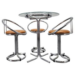 Set of Rare Midcentury Four Dining Chairs with Table, Space Age, Italy, 1970s