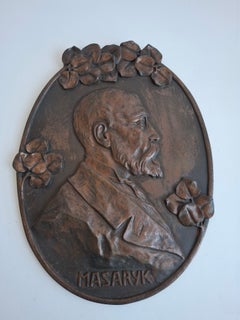 1920 T. G. Masaryk Art Deco Wall Plaque, Czechoslovakia
