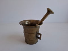 Antique Art Deco Brass Mortar and Pestle, Czechoslovakia, Vintage Apothecary