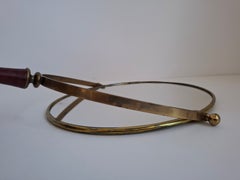 1960s Czechoslovakian Mid-Century Brass and Wood Swivel Table Mirror