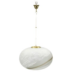 1970s Italian Hand-Blown Venetian Glass and Brass Pendant Light