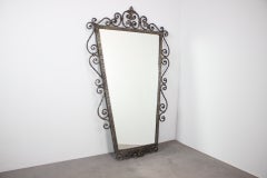 MOKO Praha Ornamental Forged Metal Mirror, Czechoslovakia, Mid-20th Century