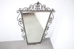 MOKO Praha Ornamental Forged Metal Mirror, Czechoslovakia, Mid-20th Century