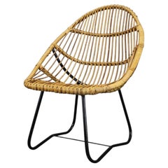 Alan Fuchs for ULUV Rattan Lounge Chair, Czechoslovakia, 1960s