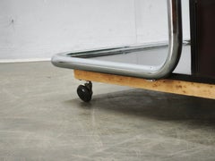 Rare 1970s Space Age Chrome, Smoked Glass and Wood Bar Cart