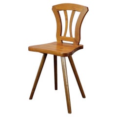 Vintage Czechoslovak Folk Farmhouse Chair in Solid Wood, circa 1940s–1950s