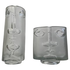 Adolf Matura Face Vases Model 3483 & 3484, Sklo Union, 1972