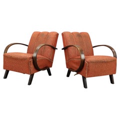 Pair of Jindřich Halabala 1930s Czechoslovak Armchairs in Original Upholstery