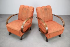 Pair of Jindřich Halabala 1930s Czechoslovak Armchairs in Original Upholstery