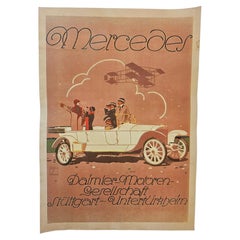Art Deco Advertising Poster Mercedes Automobile, around 1930