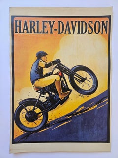 Art Deco Advertising Poster Harley Davidson Motorcycle, around 1930