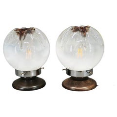 Pair of Murano Glass Table Lamps, Italy, 1950s Mid-Century Modern