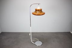 1970s Hungarian Space Age Floor Lamp in Orange Plastic and Chrome