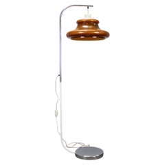 1970s Hungarian Space Age Floor Lamp in Orange Plastic and Chrome