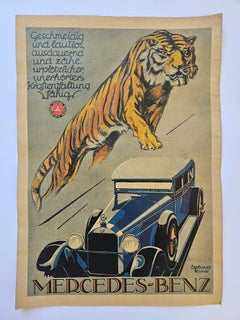 Art Deco Advertising Poster Mercedes Benz Automobile, around 1930