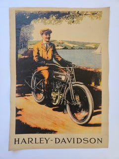 Art Deco Advertising Poster Harley Davidson Motorcycle, around 1930