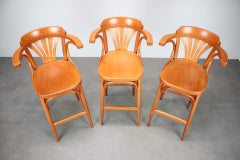 Set of 3 TON 135 Bentwood Bar Stools, Czechoslovakia, circa 1990