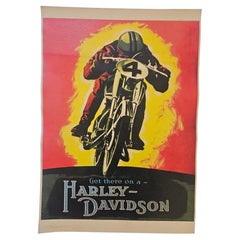 Art Deco Advertising Poster Harley Davidson Motorcycle, around 1930