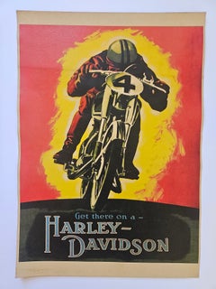 Art Deco Advertising Poster Harley Davidson Motorcycle, around 1930