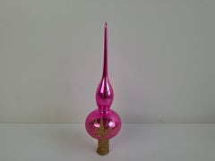 Vintage 1970s Pink Glass Christmas Tree Topper, Czechoslovakia
