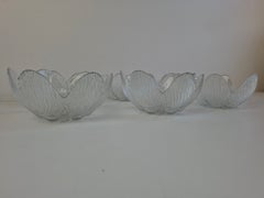 6er-Set Dessertschalen aus Böhmenglas mit Blumenmuster, Tschechoslowakei, um 1960