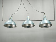 A.L.F. Firenze Italian Industrial Three-Light Chandelier, 1970s