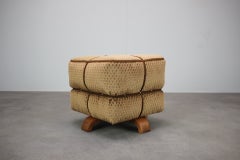 Jindřich Halabala Art Deco Upholstered Stool /Taburet, Czechoslovakia, 1930