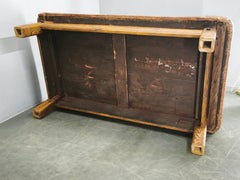 1940s Czechoslovak Oak and Patinated Leather Gym Bench