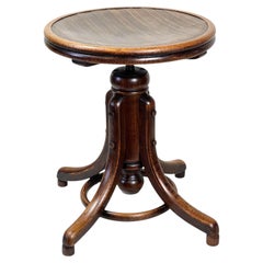 Tabouret de piano réglable Art Déco par Fischel, Tchécoslovaquie Années 1920