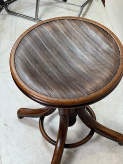 Tabouret de piano réglable Art Déco par Fischel, Tchécoslovaquie Années 1920