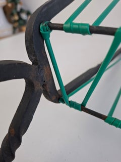 1960 Czechoslovakian Mid-Century Magazine Rack with Green Wire