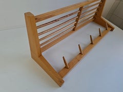 ULUV Czechoslovakian Mid-Century Wooden Wall Coat Rack with Shelf, circa 1970