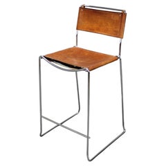 Giandomenico Belotti for Alias Leather Bar Stool, Italy, 1970s