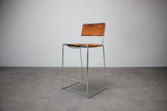Giandomenico Belotti for Alias Leather Bar Stool, Italy, 1970s