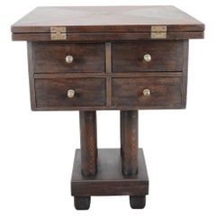 Antique English Quarter-Sawn Oak Envelope Games Table, Circa 1900