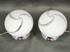 Pair of Italian Murano Glass and Chrome Table Lamps, 1960s