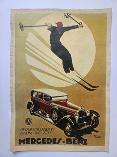 Art Deco Advertising Poster Mercedes Benz Automobile, around 1930