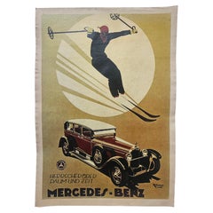 Art Deco Advertising Poster Mercedes Benz Automobile, around 1930
