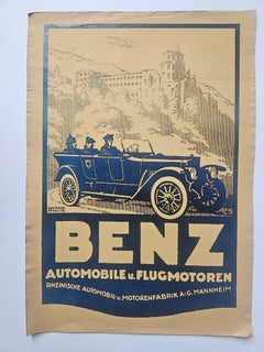Art Deco Advertising Poster Mercedes Benz Automobile, around 1930
