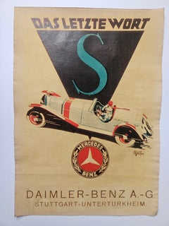 Art Deco Advertising Poster Mercedes Benz Automobile, around 1930