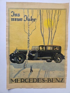Art Deco Advertising Poster Mercedes Benz Automobile, around 1930