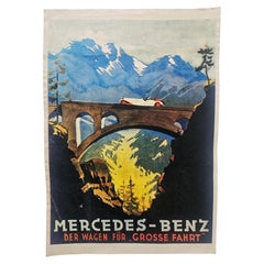 Art Deco Advertising Poster Mercedes Benz Automobile, around 1930