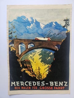 Art Deco Advertising Poster Mercedes Benz Automobile, around 1930