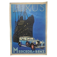 Art Deco Advertising Poster Mercedes Benz Automobile, around 1930