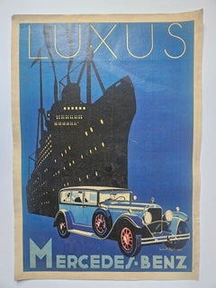 Art Deco Advertising Poster Mercedes Benz Automobile, around 1930