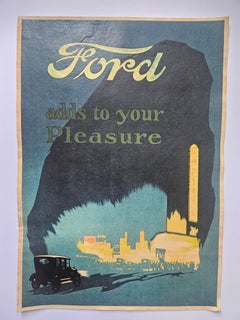 Art Deco Advertising Poster Ford Automobile, around 1930