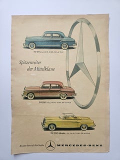 Art Deco Advertising Poster Mercedes Benz Automobile, around 1930