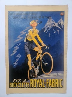 Art Deco Advertising Poster Bicyclette Royal Fabric, Bicycle, 1930s, France
